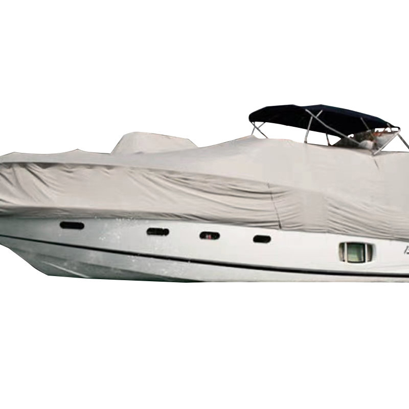 Grau-weiße, UV-beständige Bootsabdeckung aus Oxford-Stoff